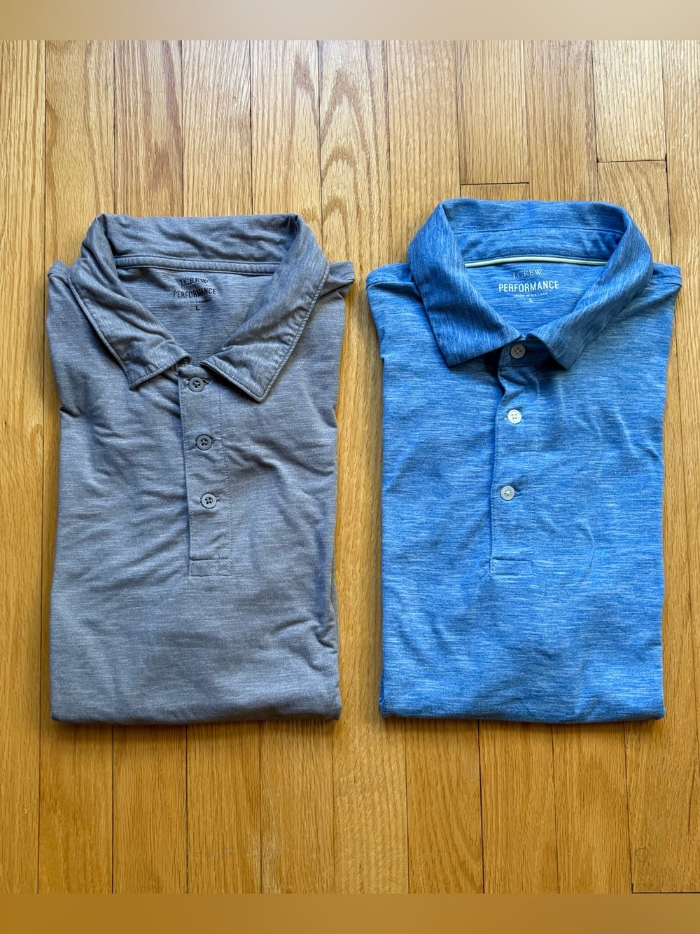 Lot 2 J. Crew Men’s Short Sleeve Performance Polo Shirts Large Blue Gray Solid